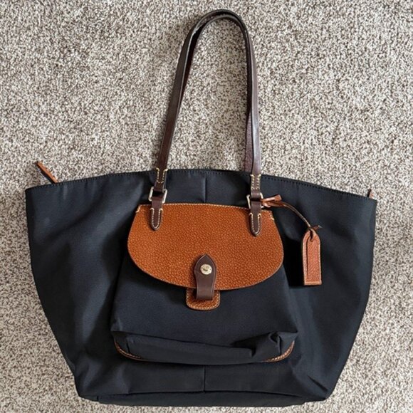 DOONEY and BOURKE Black Nylon Pocket Shopper Tote Bag XL - Picture 2 of 13